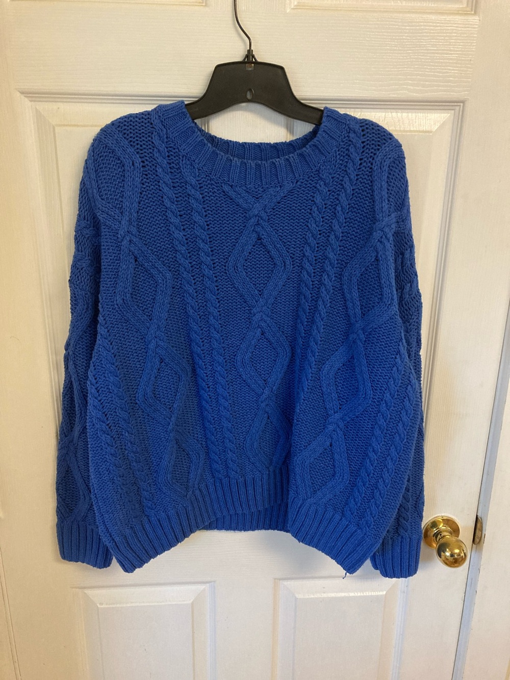 Princess Polly Cable Knit Crewneck Oversized Sweater - Royal Blue - Picture 1 of 6